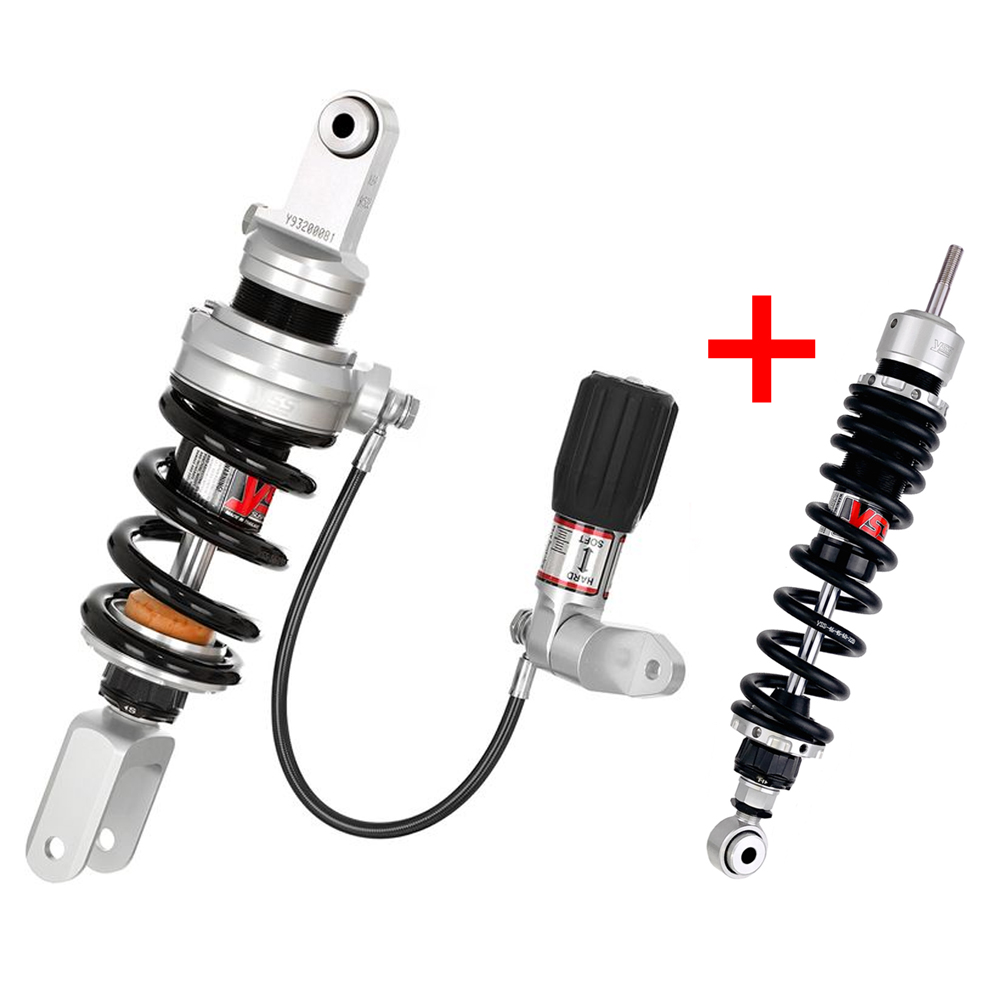 Buy YSS front and rear shock set for BMW R850 RT (1996-2006), hydraulic preload on hose at Dapper Motor YSS front and rear shock set for BMW R850 RT (1996-2006)