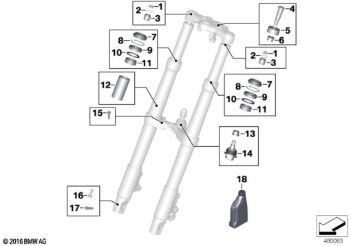 R1200GS 05-07 (K25) SERVICE FORK STANCHION DIAMETER 41 MM exploded view parts diagram