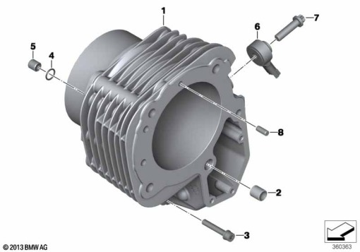 R1200GS 05-07 (K25) CYLINDER exploded view parts diagram