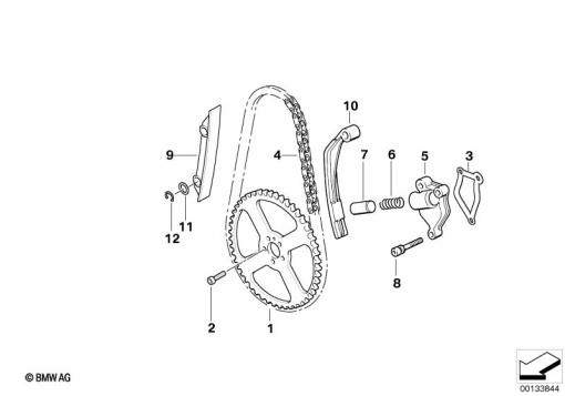 R1200GS 05-07 (K25) TIMING CHAIN/CHAIN TENSIONER/SLIDE RAIL exploded view parts diagram