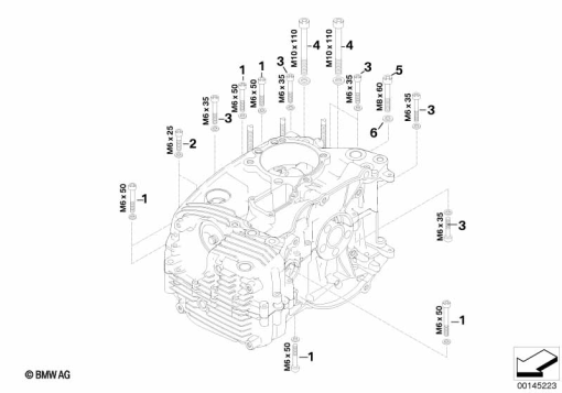 R1200GS 05-07 (K25) MOUNTING POINT CRANKCASE LEFT exploded view parts diagram
