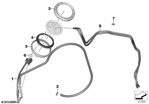 R1200GS 05-07 (K25) SUCKING JET PUMP WITH LINES exploded view parts diagram