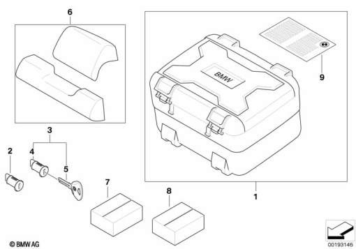 R1200GS 05-07 (K25) VARIOTOP CASE exploded view parts diagram