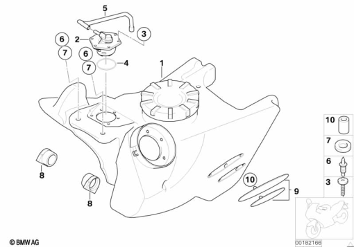 F650GS 01-04 (R13) FUEL TANK/ATTACHING PARTS exploded view parts diagram