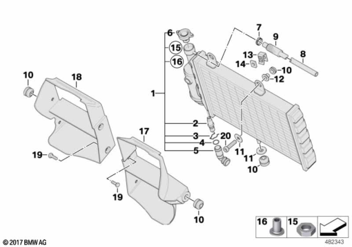 F650GS 01-04 (R13) RADIATOR exploded view parts diagram