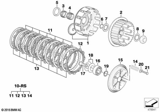 F650GS 01-04 (R13) CLUTCH - SINGLE PARTS exploded view parts diagram
