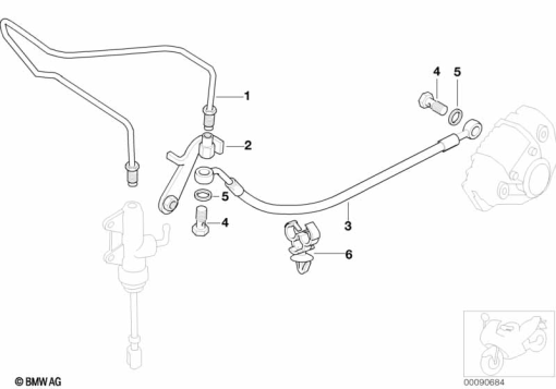 F650GS 01-04 (R13) BRAKE PIPE, REAR, NOT FOR ABS exploded view parts diagram