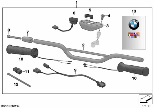 F650GS 01-04 (R13) HEATED HANDLEBAR GRIPS exploded view parts diagram
