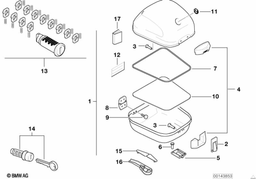 F650GS 01-04 (R13) TOP CASE 31L exploded view parts diagram