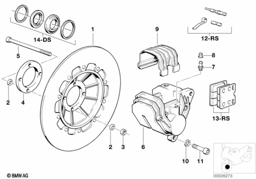 R65 (2472) FRONT BRAKE 1.DISK exploded view parts diagram