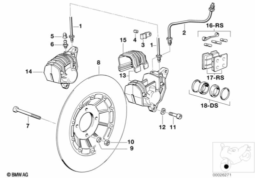 R65 (2472) FRONT WHEEL BRAKE exploded view parts diagram