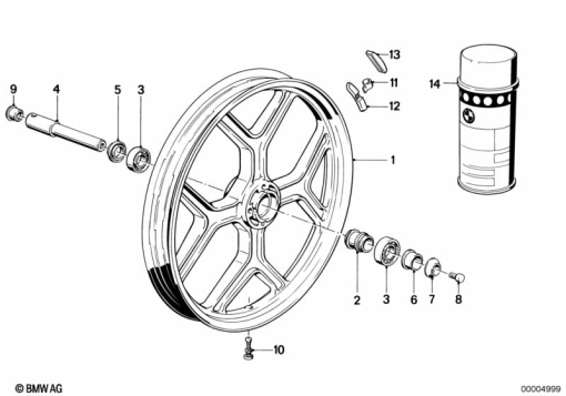 R65 (2472) CAST RIM, FRONT exploded view parts diagram
