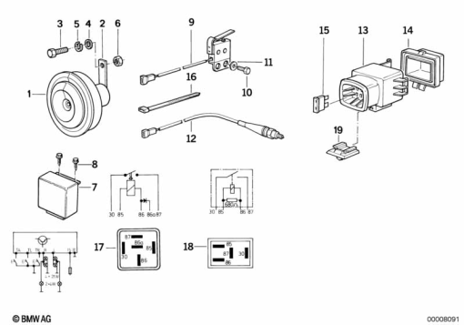 R100R (2473) HORN/RELAY/VARIOUS SWITCHES exploded view parts diagram