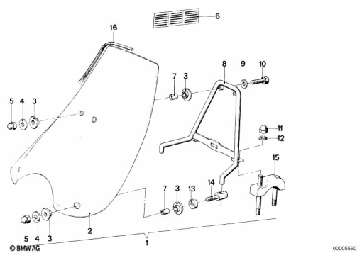 R80 (2477) WINDSHIELD exploded view parts diagram