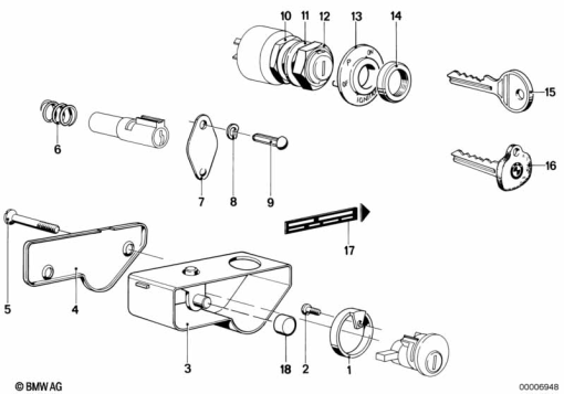R80 (2477) MOUNTING PARTS F SET OF LOCKS exploded view parts diagram