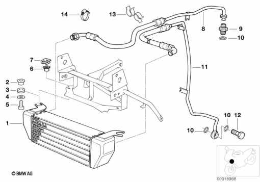 R1100GS (259E) OIL COOLER/OIL COOLING PIPE exploded view parts diagram