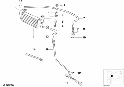 R1100GS (259E) OIL COOLER/OIL COOLING PIPE exploded view parts diagram