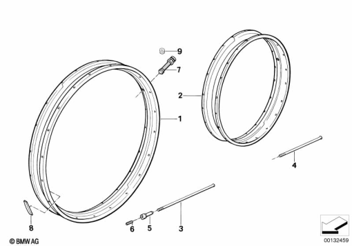 R1100GS (259E) SPOKE WHEEL RIM/SPOKE exploded view parts diagram
