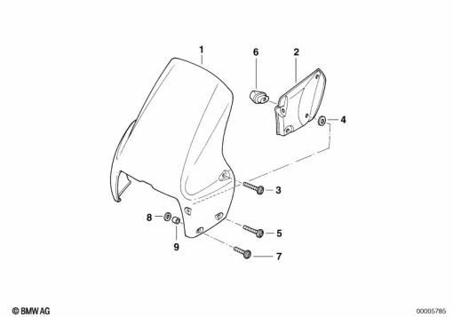 R1100GS (259E) WINDSHIELD MOUNTED PARTS exploded view parts diagram