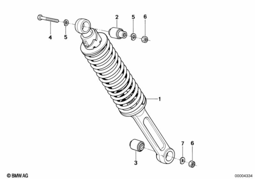 R100GS (47E1) SPRING STRUT, REAR exploded view parts diagram