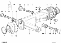 R100GS (47E1) REAR WHEEL SWINGING ARM parts diagram