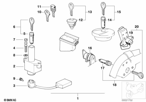 K1100LT (89V2) LOCKS exploded view parts diagram