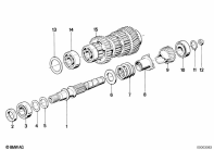 K1100LT (89V2) 5 SPEED TRANSMISSION-DRIVE SHAFT parts diagram