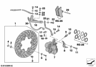 K1100LT (89V2) FRONT WHEEL BRAKE parts diagram
