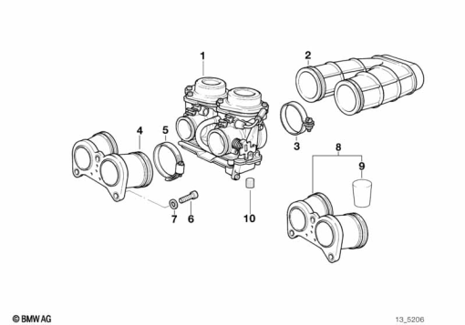 F650 Funduro (E169) CARBURETOR CAP/PISTON/FLOAT exploded view parts diagram