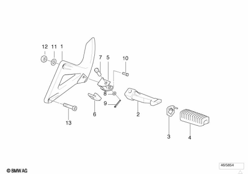 F650 Funduro (E169) FOOTPEG PLATE/REAR FOOTPEG exploded view parts diagram