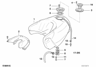 F650 Funduro (E169) FUEL TANK/EXTERNAL COMPONENTS F650/93 parts diagram