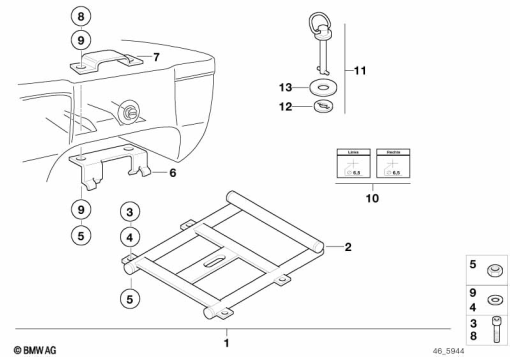 F650ST (E169) SET OF MOUNTING PARTS F TOPCASE exploded view parts diagram