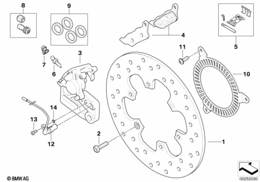 G650GS 10-15 (R131) REAR WHEEL BRAKE exploded view parts diagram