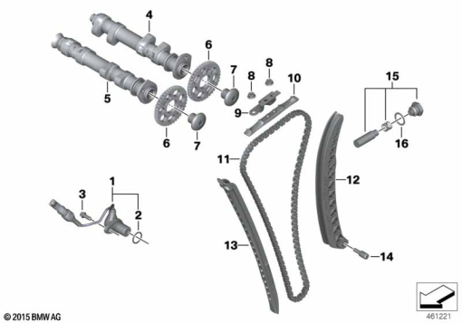 F700GS (K70) TIMING GEAR - CAM SHAFT/CHAIN DRIVE exploded view parts diagram