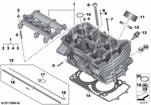 F700GS (K70) CYLINDER HEAD exploded view parts diagram