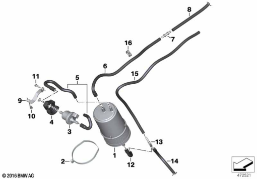 F700GS (K70) ACTIVATED CHARCOAL FILTER/TUBING exploded view parts diagram