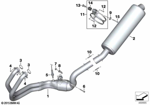 F700GS (K70) EXHAUST SYSTEM PARTS WITH MOUNTS exploded view parts diagram