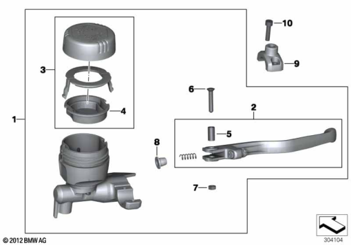F700GS (K70) HANDBRAKE ASSEMBLY HANDLEBAR CLAMP M6 exploded view parts diagram