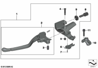 F700GS (K70) CLUTCH LEVER ASSEMBLY HANDLEBAR CLAMP M6 parts diagram