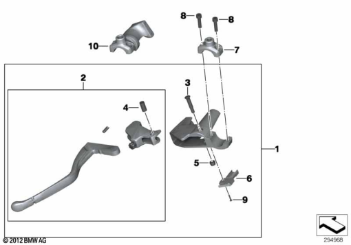 F800GS 08 (K72) CLUTCH CONTROL ASSEMBLY exploded view parts diagram