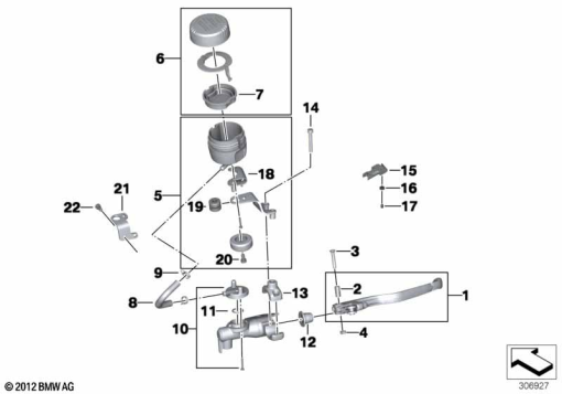 F800GS 08 (K72) SINGLE PARTS, PARKING BRAKE FITTING exploded view parts diagram