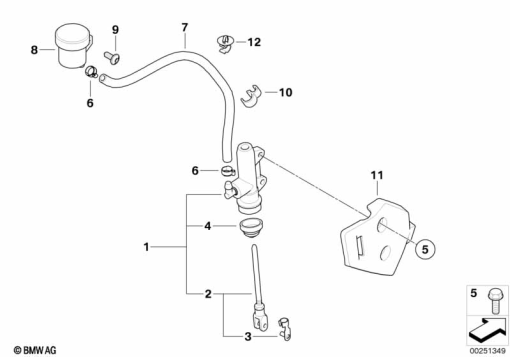 F800GS 08 (K72) REAR BRAKE MASTER CYLINDER exploded view parts diagram