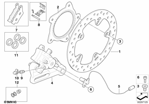 F800GS 08 (K72) REAR WHEEL BRAKE exploded view parts diagram