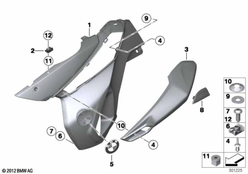 F800GS 08 (K72) FAIRING SIDE SECTION, FRONT exploded view parts diagram