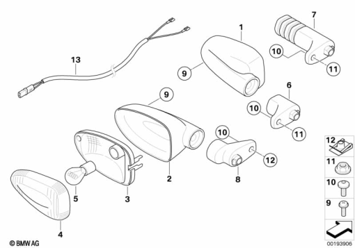 F800GS 08 (K72) WHITE DIRECTION INDICATOR LIGHTS exploded view parts diagram