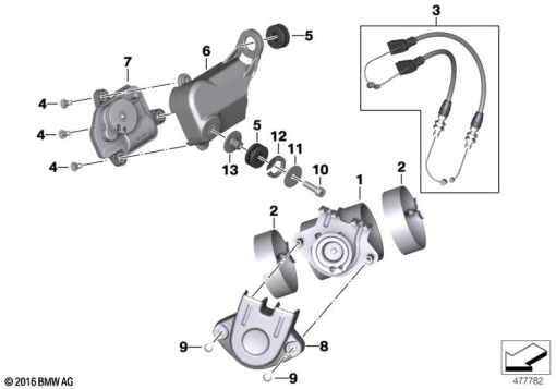 R nineT Racer (K32) EXHAUST FLAP exploded view parts diagram