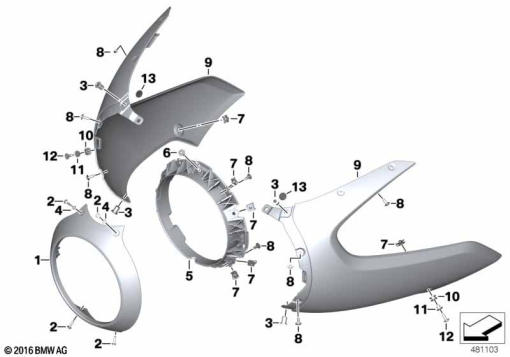 R nineT Racer (K32) FAIRING TOP SECTION, PRIMED exploded view parts diagram