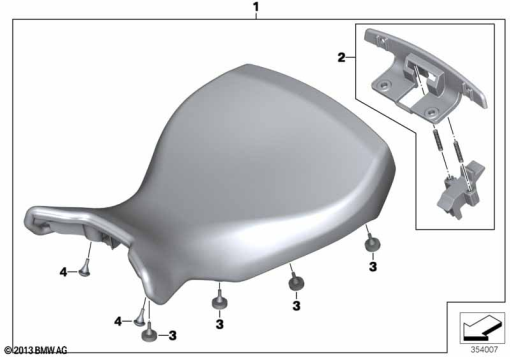 R nineT Racer (K32) DRIVERS SEAT CUSTOM exploded view parts diagram