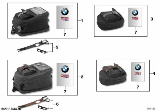 R nineT Racer (K32) TANK-TOP BAG exploded view parts diagram