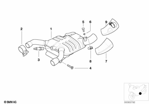 R1150GS ADV (R21A) FRONT MUFFLER exploded view parts diagram
